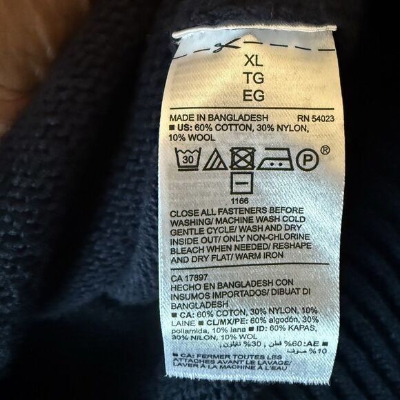 Old Navy Sweater Mens XL Blue Ribbed Knit Button Mock Neck Pullover Fisherman - Picture 5 of 8